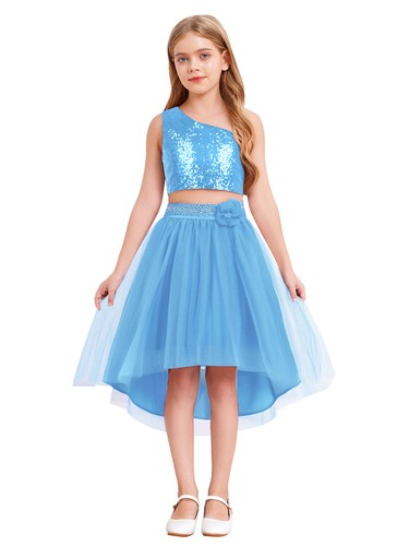 Mädchen Kleidensatz Armlos Perlen-Outfit Unregelmäßiger Saum Solid Color Luxus - Bild 57 von 81