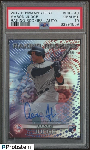 2017 Bowman's Best Raking Rookies Aaron Judge RC AUTO 56/99 PSA 10 GEM MINT