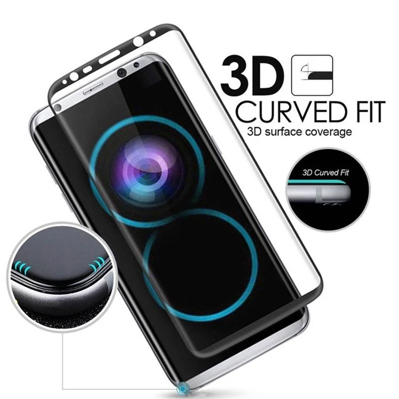 Protector de pantalla de vidrio templado de cubierta completa curvado 3D para Samsung Galaxy S10, S9, S8 Foto 3 de 3