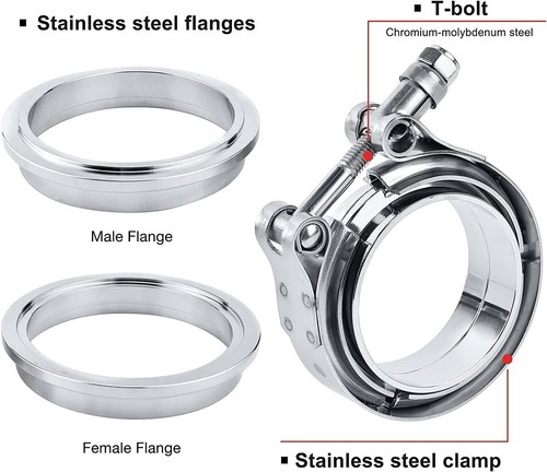 2.5 inch V-Band Clamp & 304 Stainless Steel flange kit Vband for TURBOCHARGERS - Foto 11 di 12