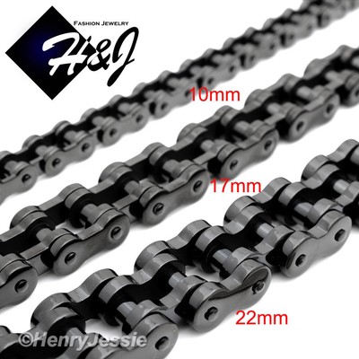Men's 14mm Solid Stainless Steel Bike Chain Bracelet - Motorcycle Design Jewelry With Fold Over Clasp