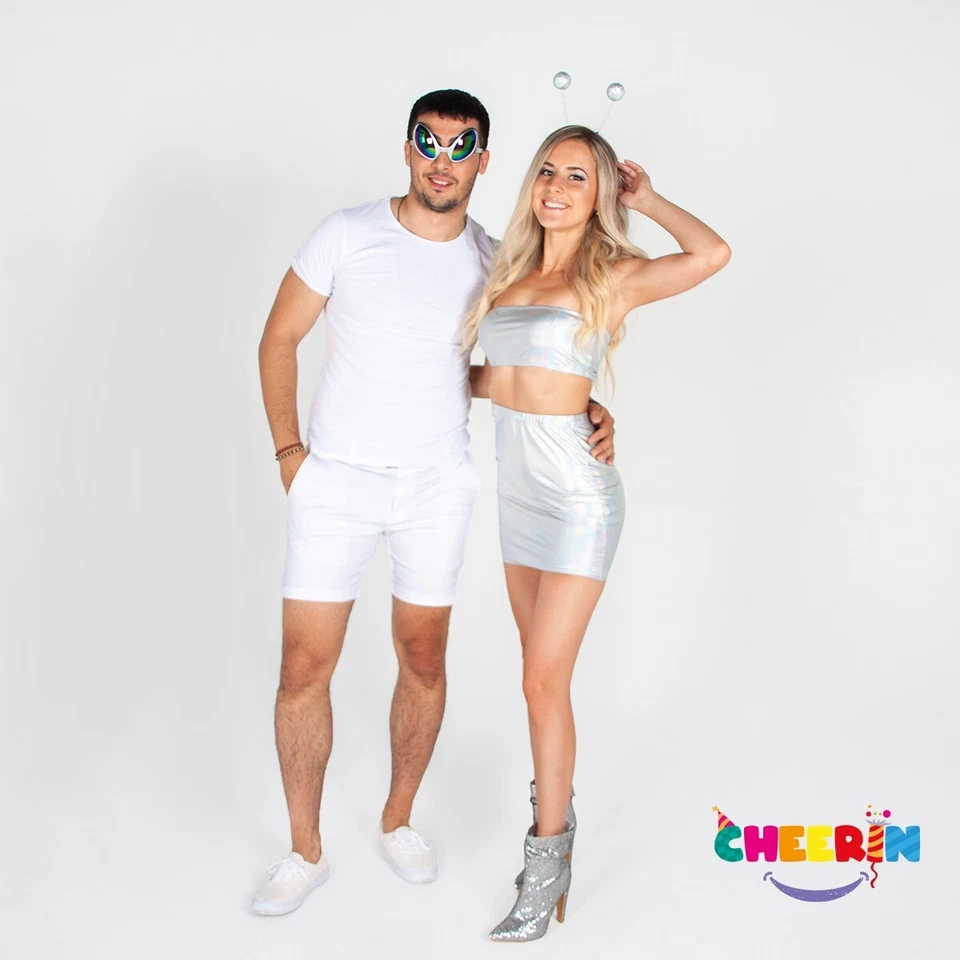 Antena Diadema Alien Plateada Cheerin con Gafas | Accesorio Disfraz Extraterrestre Marciano Foto 4 de 4