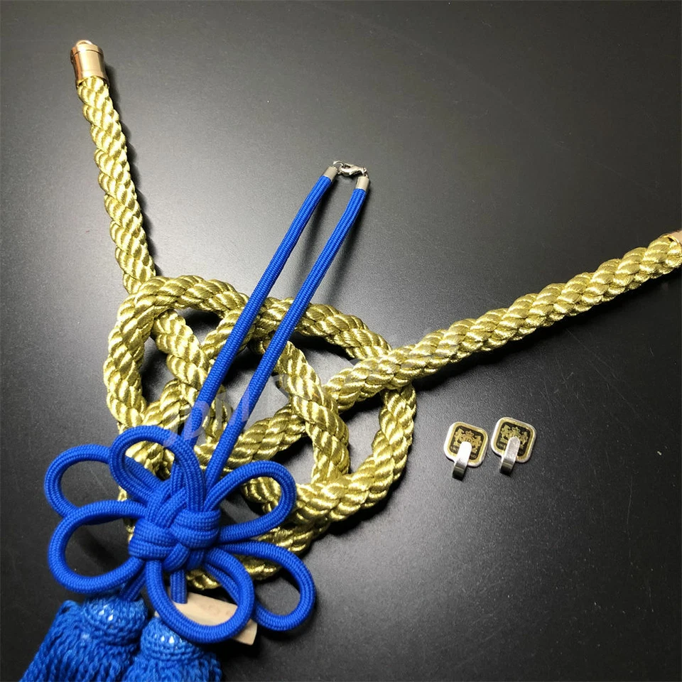 Jp Azul Kiku Nudo Dorado Cuerda Kintsuna Lujo Coche Espejo Retrovisor Dije Colgante Foto 3 de 4