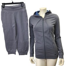 GUESS FULLZIP HOODIE TOP  CAPRI Sweat PANTS SET md NWT