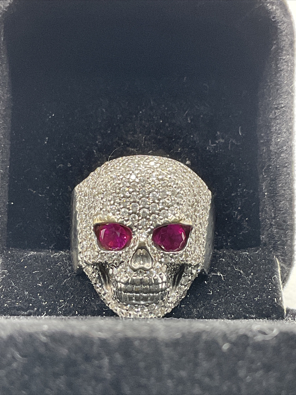 IMPRESSIVE Solid 14K White Gold Created Ruby & Ge… - image 17
