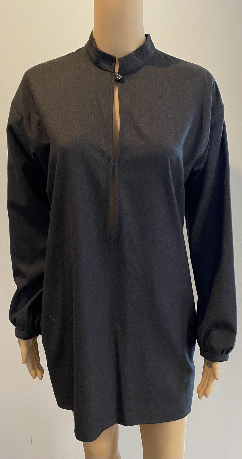 Abito a tunica corto YVES SAINT LAURENT RIVE GAUCHE grigio lana taglia 38