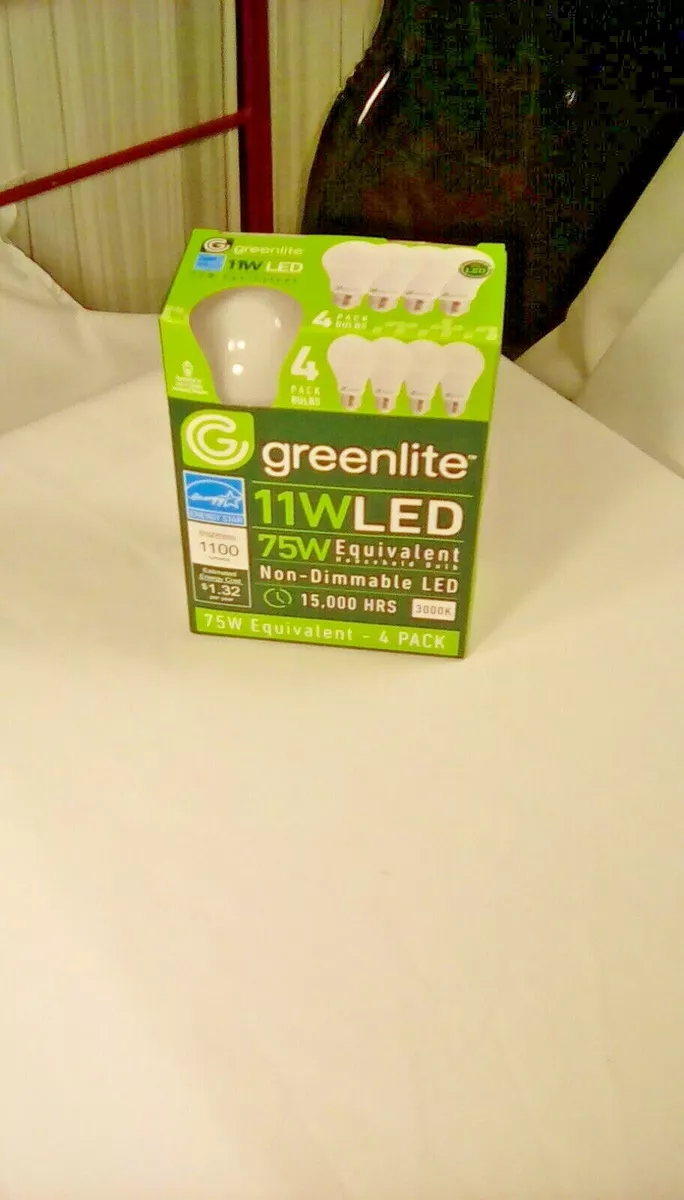 Greenlite 11W Led Bulb 75W Equivalent Household Bulb 3000K A19 1100 Lumens 4 Pak