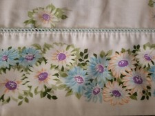 Vintage blue lavender daisy floral single standard pillowcase cottagecore chic