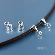 4 Solid Sterling Silver Smooth Pendant Bail Connectors w/Open Loop 10.6mm #33413