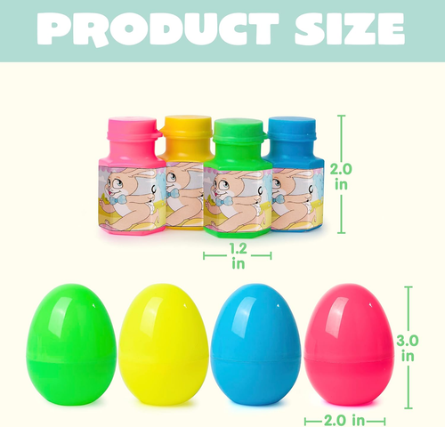 24PC Prefilled Easter Eggs Bubble Wands Easter Decorations, Egg Hunt Game - Picture 6 of 12