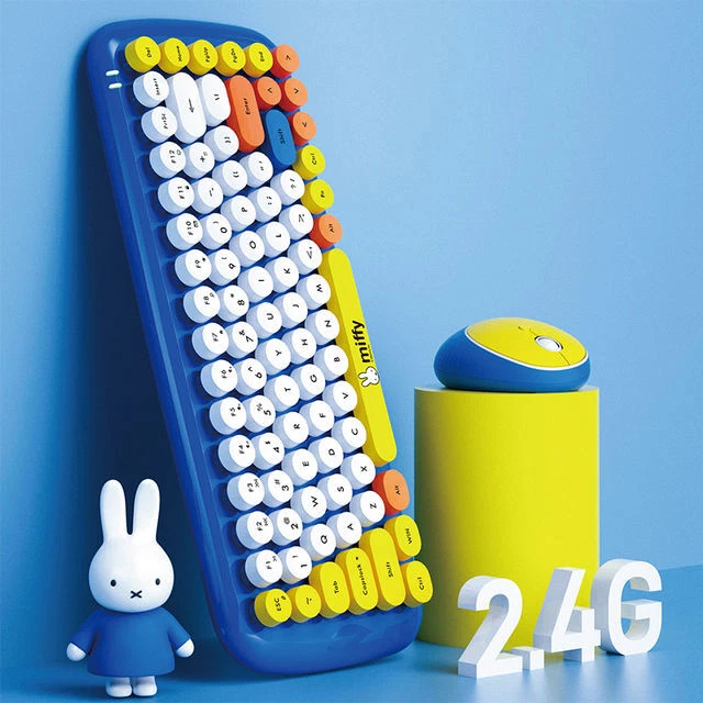 Miffy Dick Bruna Keyboard + Mouse + Mat Set Wireless Blue Yellow - Image 3 of 3