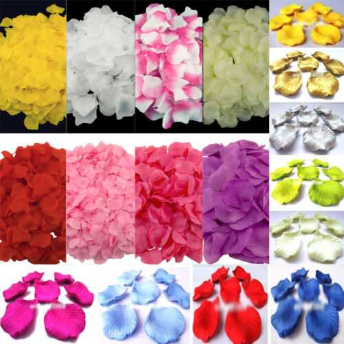 1000 pièces pétales de rose fleur soie pour fournitures de mariage décorations de fête 12 couleurs - Photo 1 sur 24