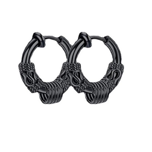 Pendientes falsos de aro vikingo gótico punk de acero inoxidable con clip sin perforar 2 piezas - Imagen 10 de 13