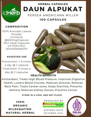 [idHerb] CAPSULES Persea Americana Miller D Alpukat Organic Herbal Herbs Fresh