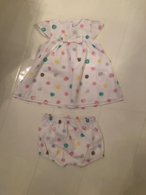 ABSORBA WEISS & PASTELLFARBEN GEPUNKTETES SOMMERKLEID & HOSE - 9 MONATE
