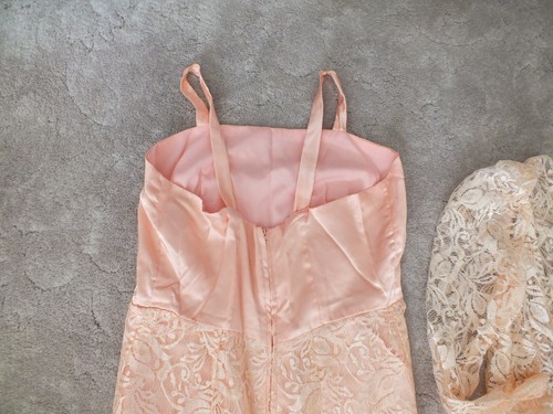 soft apricot satin and lace negligee lingerie with bed jacket 40" bust - Picture 19 of 19