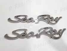 2PCS SEA RAY SEARAY SCRIPT CHROME EMBLEM BADGE BOAT LOGO  12-3/4" NEW USA