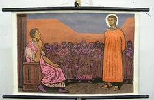 School wall map Bible history Patmos 17 1965 Christ before Pilate 77x50 cm   