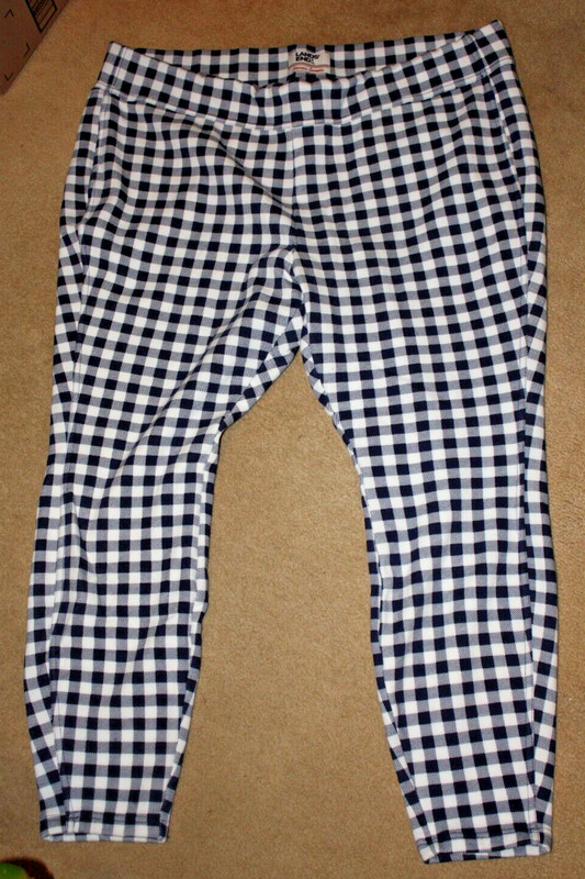 Lands End Serious Sweats Pants Women Size 2X/20W-22 W Checkered Stretch Pull On