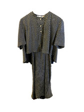 Vtg Christian Dior Robe Du Soir Black White Polka Dot Dress w Bolero Jacket sz 6