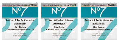 3 Pack No7 Protect & Perfect Day Cream Broad Spectrum SPF30 1.69 oz Each
