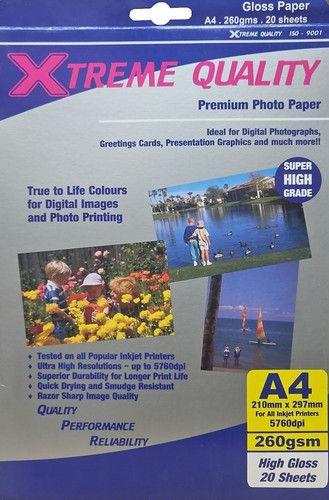 A4 Premium High Glossy Photo Inkjet Paper 260gsm -20 Sheets - 第 1/1 張圖片