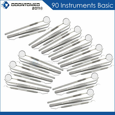 GERMAN 90 Instruments Basic Dental Set Mirror Explorer Probe Pliers (30 OF EACH)