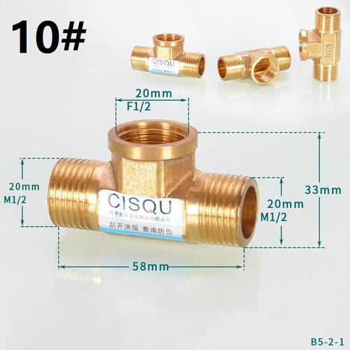 Brass BSP T-Shape 1/2" 3/4" Female Male Thread Tee Connector Pipe Fittings Tube - Picture 13 of 27