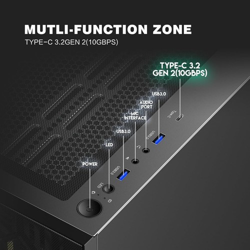 SAMA V Mesh Mid-Tower ATX PC Case - High Airflow Gaming Case with Mesh Front & T - Picture 3 of 6