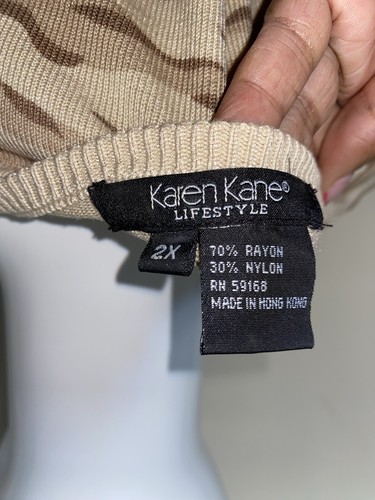 KAREN KANE CARDIGAN LIFESTYLE ANIMAL PRINT 2X LONG SLEEVE EMBELLISHED BROWN - Picture 11 of 11