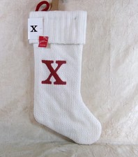 Initial X White 18-inch Knit Christmas Holiday Stocking Wondershop Brand New