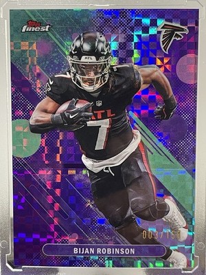 🔥BIJAN ROBINSON 2025 TOPPS FINEST PURPLE X-FRACTOR /150 #69 FALCONS 🔥