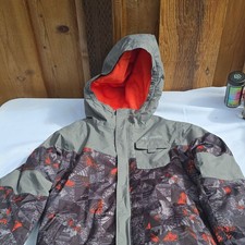 Columbia Omni-Heat Unisex Kids Ski Jacket Hooded Full Zip Gray/Black/Orange M