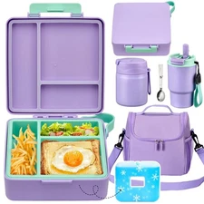 Lunch Box Set with Bento Box Container, 17OZ Stainless Steel Food Soup Thermo...