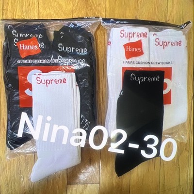 Supreme Hanes Pink Crew Socks 4 Pack Size 6-12 Mens Authentic