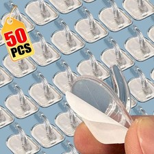 Clear Wall Hooks Self Adhesive Transparent Sticky Hooks Home Kitchen Bathroom UK