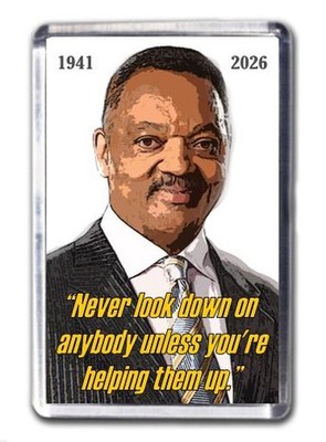 Rev Jesse Jackson Never Look Down Gedenk-Kühlschrankmagnet