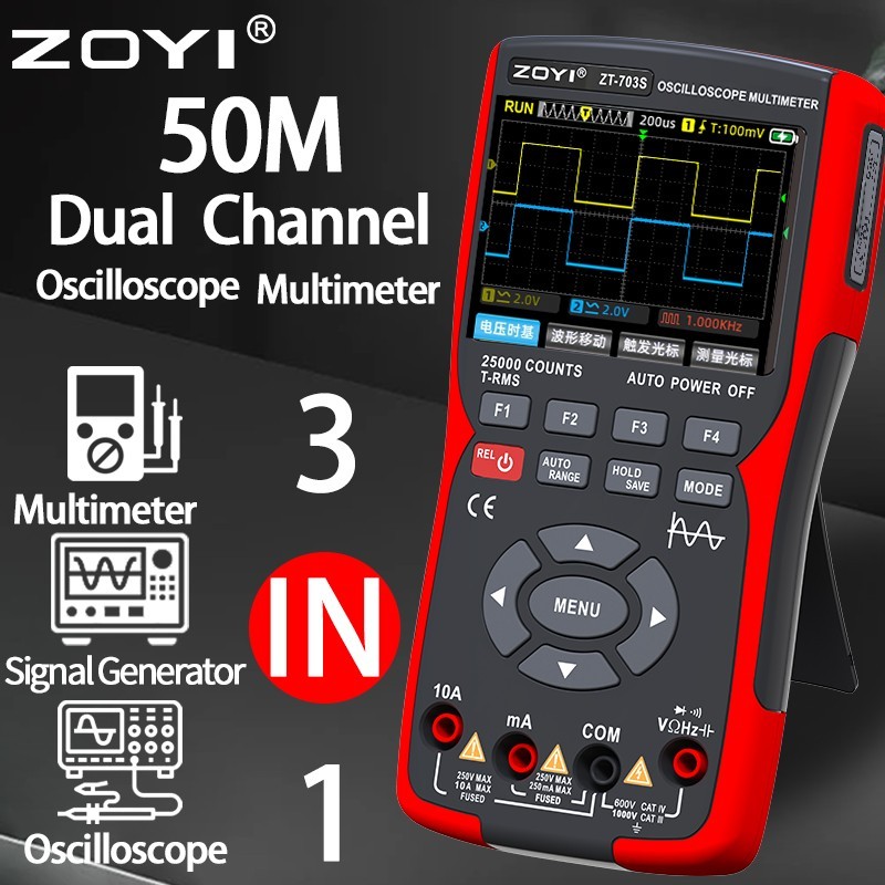 ZOYI 703S 3 in 1 Handheld Digital Oscilloscope Multimeter 50MHz