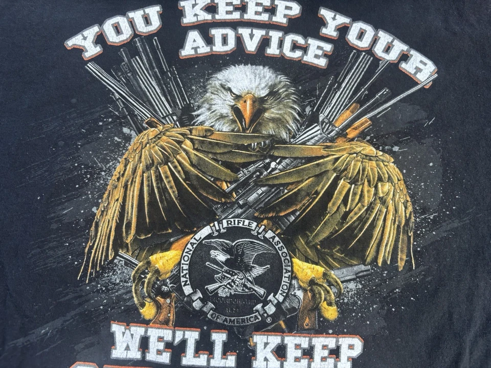 Camisa De Colección NRA Águila Calva Para Hombres 2XL XXL Negra Derechos de Armas Marines Militares Y2K Foto 3 de 4