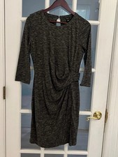 ANN TAYLOR Women’s Petite Gray Marled Side Ruched 3/4 Sleeve Sheath Dress LP NEW
