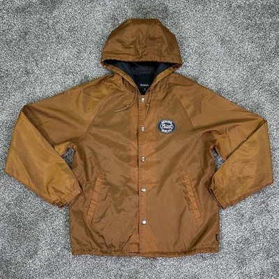 Brixton Merced Hooded Windbreaker Jacket Mens Small Genuine Quality Rust Brown