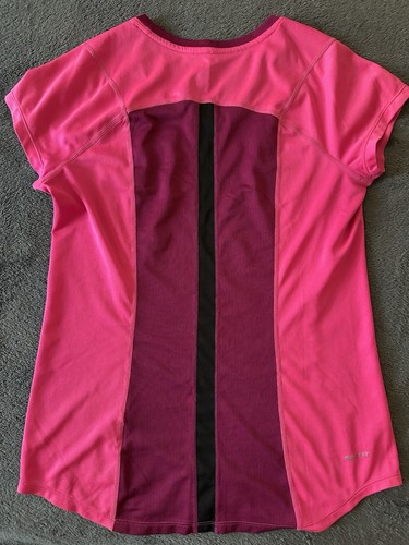 Nike Dry- Fit Women’s Running T-shirt Pink Size M Breathble Mesh Athletic Tee - Picture 5 of 7
