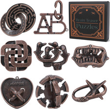 8 Pcs Brain Teaser Puzzles for Adults Teens - Metal Puzzles 3D Puzzle Game Toys
