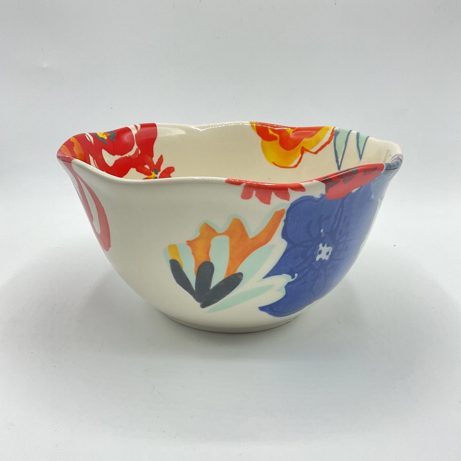 Pioneer Woman Bowl Scalloped Edge Mixing Serving Floral 7.75”