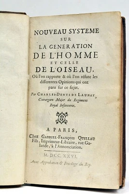 LAUNAY NOUVEAU SYSTEME GENERATION DE L'HOMME ET DE L'OISEAU PARIS 1726 - Photo 1/4