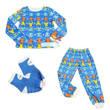 Boys Pokemon Pajama Set Top Pants with Socks Small Size 6/7 Blue