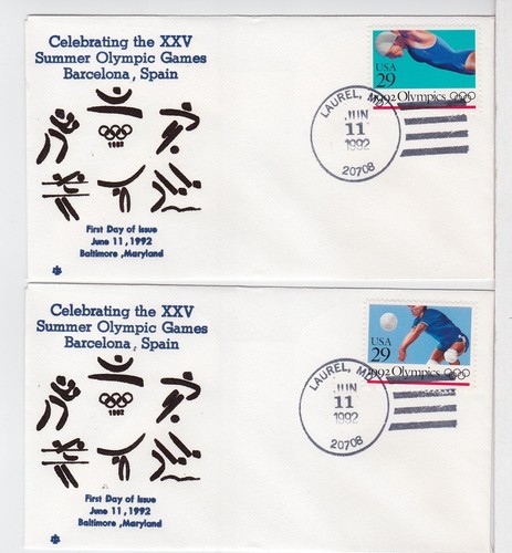 TurtlesTradingPost- Olympics- 1992- #2637-41 FDC Unknown Cachet - 5 Cover Set - Picture 2 of 5