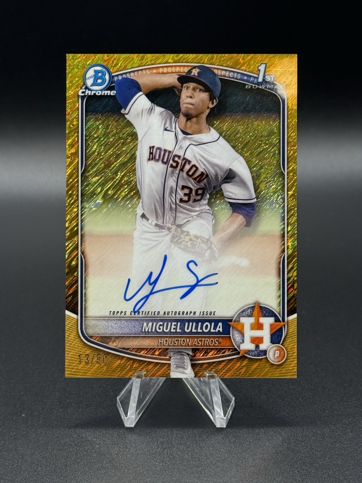 2025 Bowman Chrome Miguel Ullola #CPA-MU 1st Bowman Auto Gold Shimmer /50