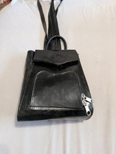 Vintage Black Faux Leather Backpack/Rucksack/Handbag Small Medium Size