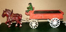 Vintage Coca Cola Cast Iron Horse Drawn Delivery Wagon With Driver - Incomplete